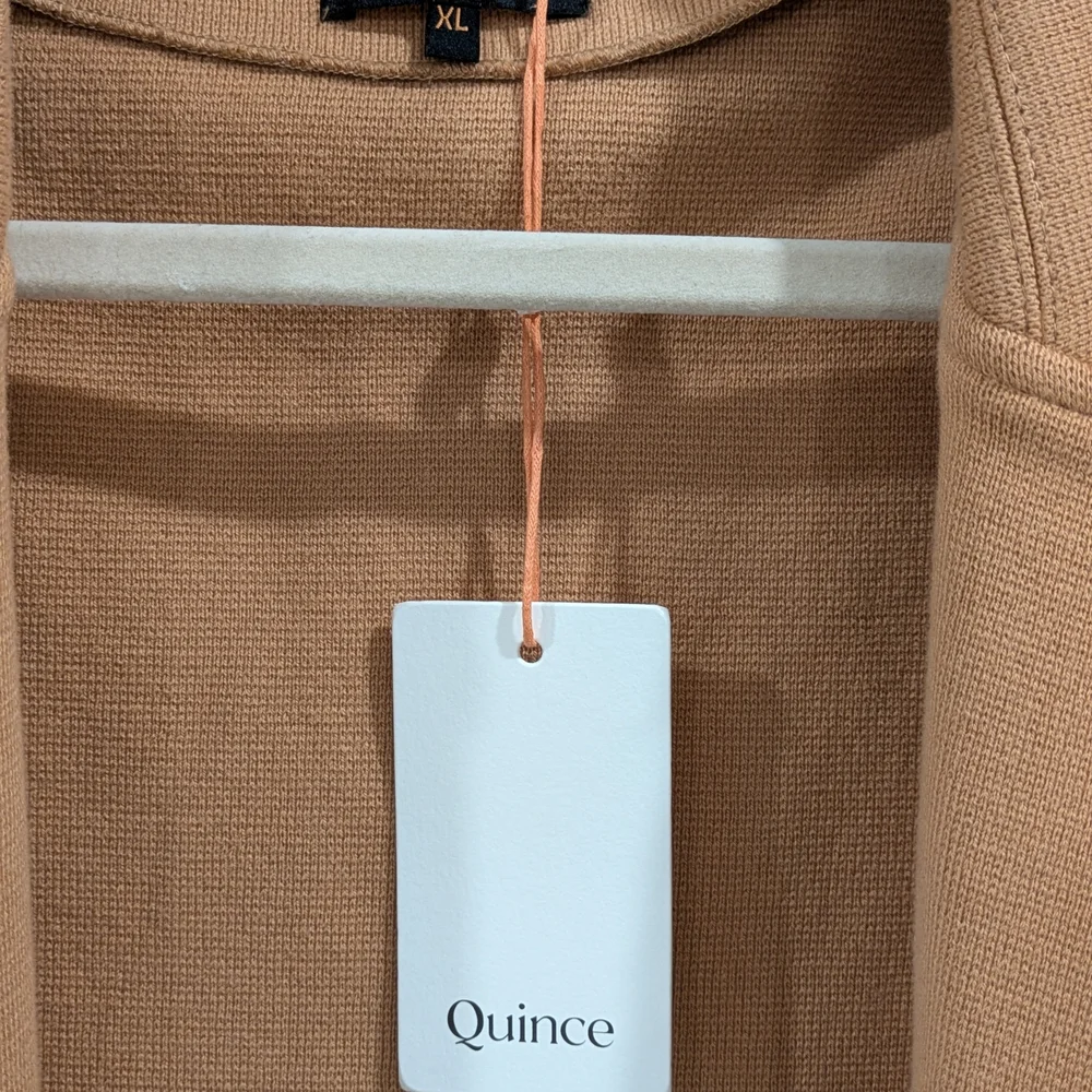 NWT Quince 100% Organic Cotton Women's Tan Open-Front Blazer - Picture 2 of 6